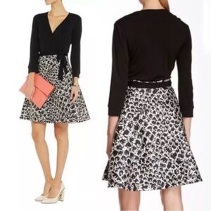 Diane Von Furstenberg Amelia Black White Wrap Print Midi Dress size 8